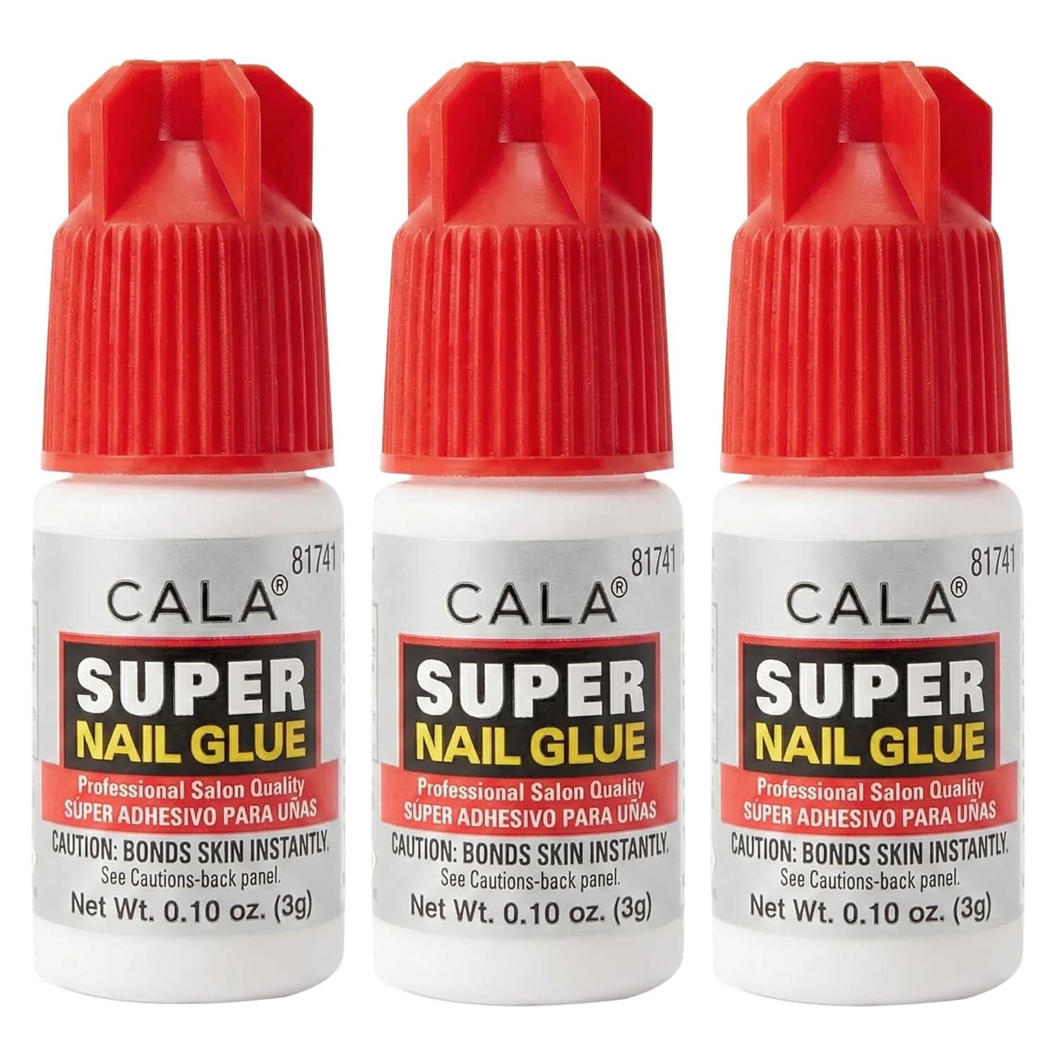 CALA Super Nail Glue for Broken Nails, 0.10 Fl Oz (Pack of 3) | Professional Quick Dry Adhesive