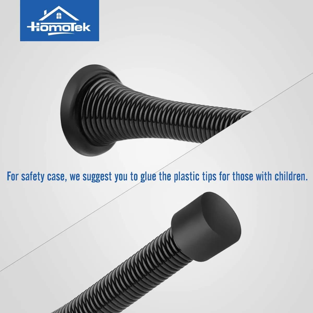 HOMOTEK Heavy Duty Spring Door Stops, 12 Pack Black | Value Pack Doorstop for Wall Protection thumbnail 3
