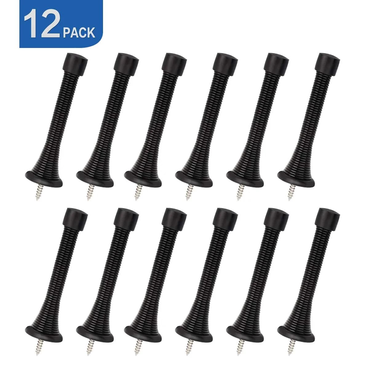 HOMOTEK Heavy Duty Spring Door Stops, 12 Pack Black | Value Pack Doorstop for Wall Protection thumbnail 6