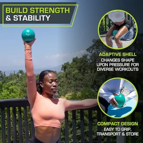 ProsourceFit Weighted Toning Exercise Ball 0.91 kg (2 lb) Aqua | Pilates, Yoga, Strength Training & Physical Therapy thumbnail 4