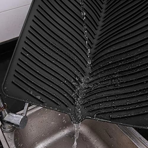 Yacee Black Silicone Dish Drying Mat XL (61cm x 45.7cm x 0.76cm) | Heat Resistant Trivet for Kitchen Counters thumbnail 1