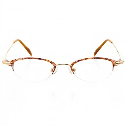 Hit Notion Oval Semi-Rimless Eyeglass Frames Shiny Gold Amber 46mm (1.81in) | Lightweight Monel Metal for All-Day Comfort thumbnail 1