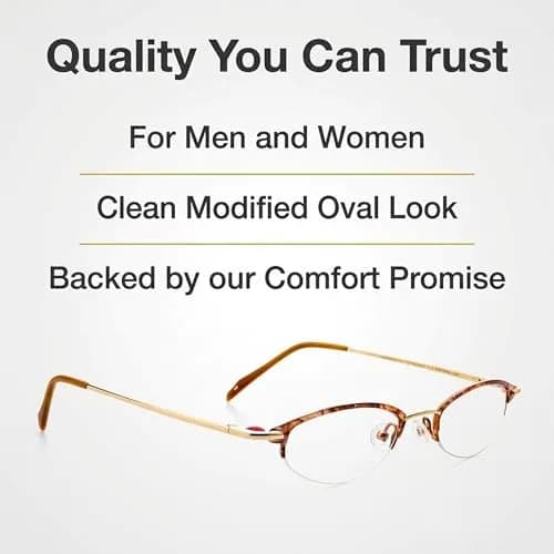 Hit Notion Oval Semi-Rimless Eyeglass Frames Shiny Gold Amber 46mm (1.81in) | Lightweight Monel Metal for All-Day Comfort thumbnail 7
