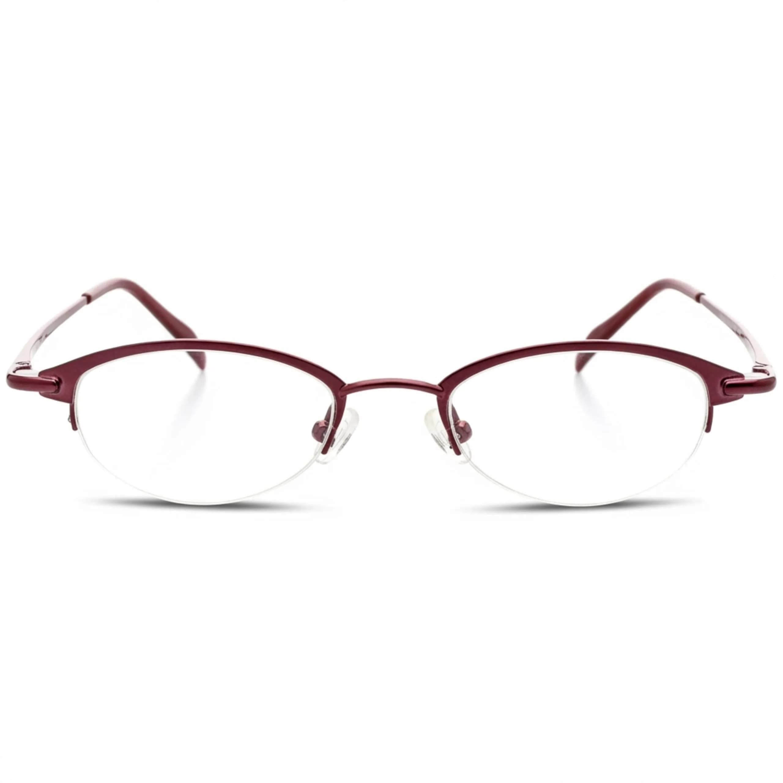 Hit Notion Oval Semi-Rimless Eyeglass Frames Cocoa 46mm (1.81in) | Lightweight Monel Metal Prescription Ready — Plum