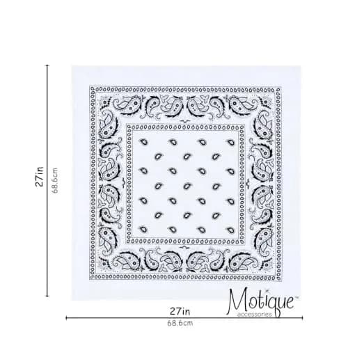 Motique Accessories Extra Large Solid Paisley Bandana 68cm x 68cm | 100% Cotton for Hair, Neck, Head thumbnail 4