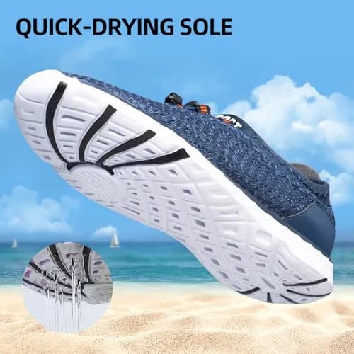 DOUSSPRT Men's Water Shoes Quick Dry for Beach Swim Pool Fishing Blue | Breathable Mesh & Open Design thumbnail 4