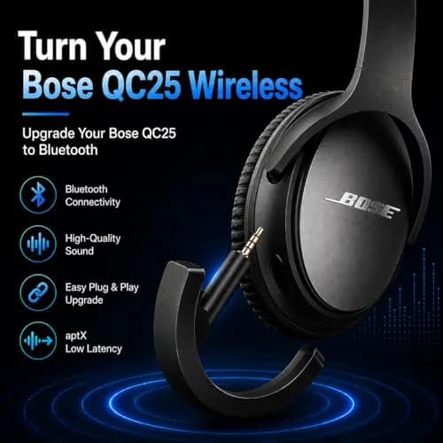 YOCOWOCO aptX Wireless Bluetooth Adapter for Bose QC25 | Supports aptX HD & LL, Built-in Mic, 6H Playtime thumbnail 2