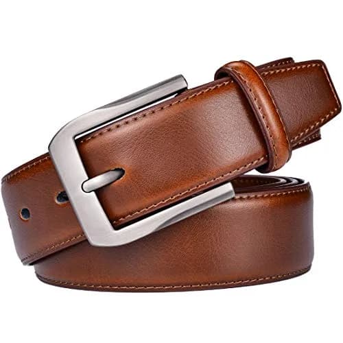 beltox fine Men's Genuine Leather Belt 38mm (1.5") Wide with Silver Prong Buckle | Cut-to-Fit for Waist Sizes 28-58 thumbnail 2