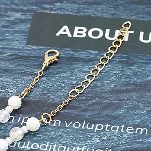 Olbye Pearl Toe Ring Anklet Bracelet Gold Barefoot Sandals for Women Beach Wedding | Adjustable Foot Chain Jewelry thumbnail 7