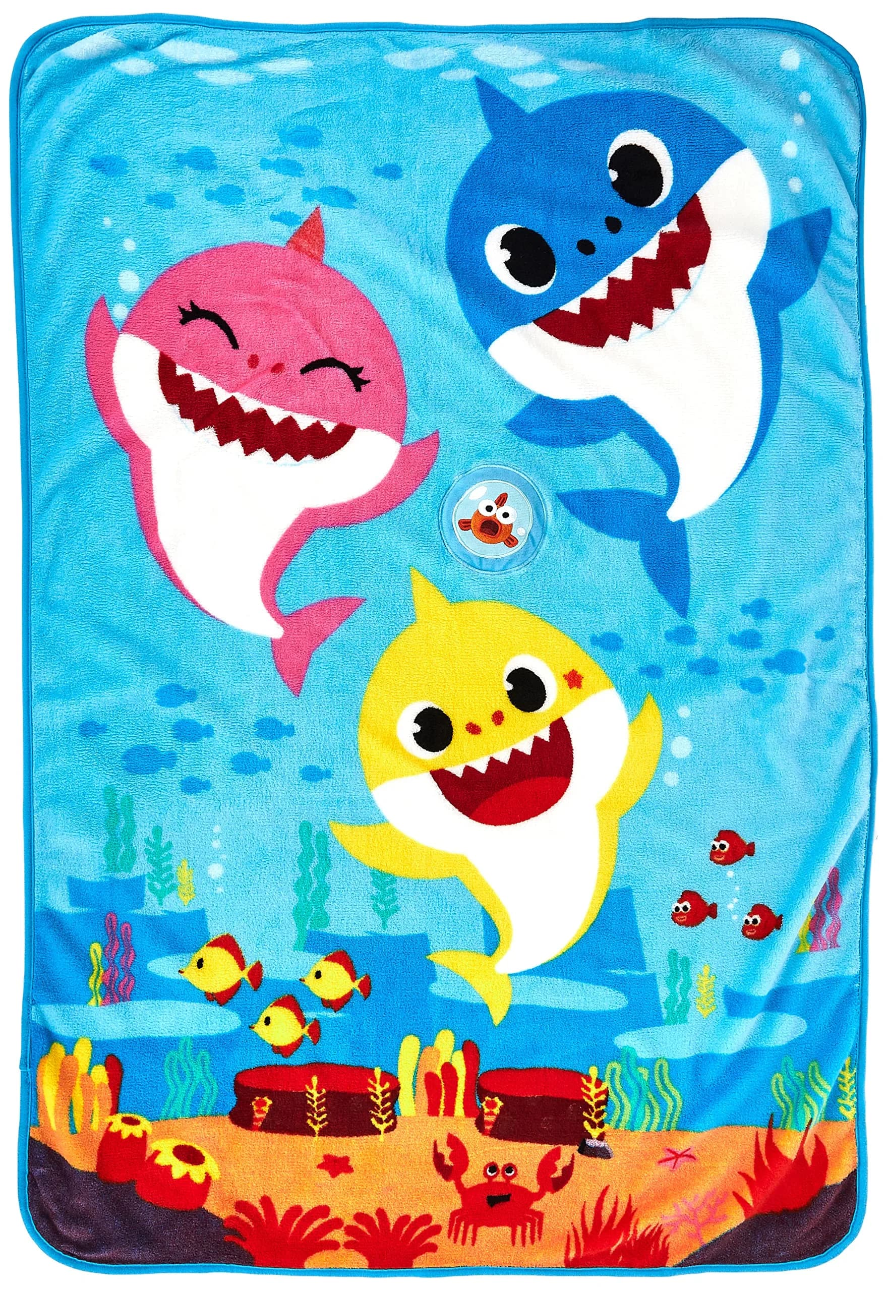 Baby Shark Musical Plush Throw Blanket 76cm x 109cm | Plays Theme Song - main product image