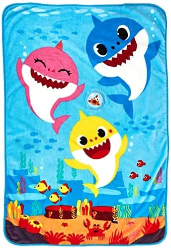 Baby Shark Musical Plush Throw Blanket 76cm x 109cm | Plays Theme Song thumbnail 1