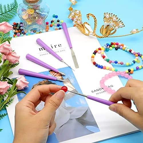 MUZHI Diamond Tipped Bead Reamer Set for Jewelry Making, Hole Enlarger Tool for Glass Plastic Metal Wood Beads (5 Pieces, Purple/Silver) thumbnail 3