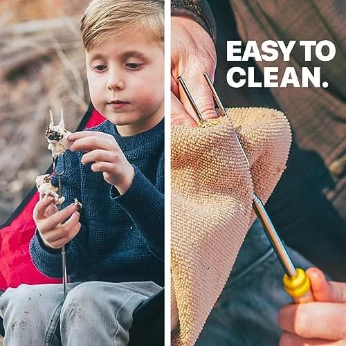 MalloMe 32" Telescoping Marshmallow Roasting Sticks (5 Pack, Silver) | Heavy Duty Stainless Steel Forks for Campfire Cooking thumbnail 5