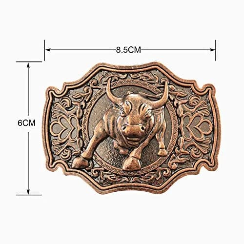 QUKE Rose Gold Long Horn Bull Rodeo Western Cowboy Belt Buckle for Men | 8.5cm (3.3in) thumbnail 7