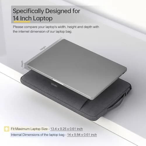 iKammo 14 Inch Laptop Sleeve Case for Acer Chromebook Plus 514/ Aspire 14, HP Lenovo Dell ASUS | Waterproof & Slim Fit thumbnail 2