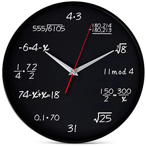 Bernhard Products Math Wall Clock Black 12 Inch Silent Non-Ticking | Unique Gift for Educators & Students thumbnail 1