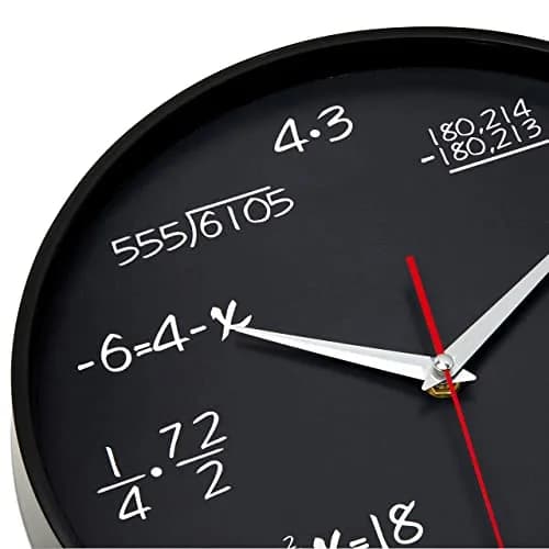 Bernhard Products Math Wall Clock Black 12 Inch Silent Non-Ticking | Unique Gift for Educators & Students thumbnail 4