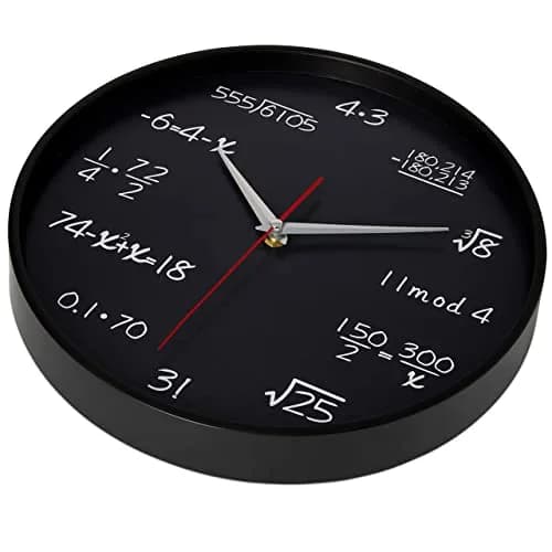 Bernhard Products Math Wall Clock Black 12 Inch Silent Non-Ticking | Unique Gift for Educators & Students thumbnail 7