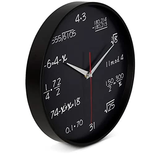 Bernhard Products Math Wall Clock Black 12 Inch Silent Non-Ticking | Unique Gift for Educators & Students thumbnail 2