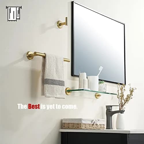 JQK Brushed Gold Towel Holder 12 Inch | Rust-Proof Stainless Steel Wall Mount thumbnail 4