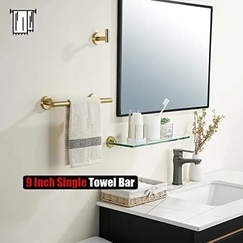JQK Brushed Gold Towel Holder 12 Inch | Rust-Proof Stainless Steel Wall Mount thumbnail 5