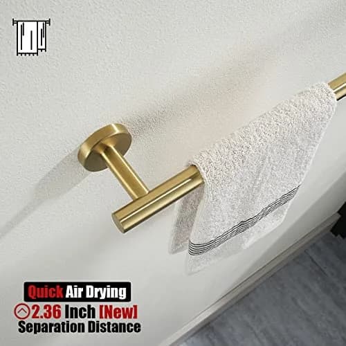 JQK Brushed Gold Towel Holder 12 Inch | Rust-Proof Stainless Steel Wall Mount thumbnail 6