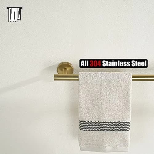 JQK Brushed Gold Towel Holder 12 Inch | Rust-Proof Stainless Steel Wall Mount thumbnail 7