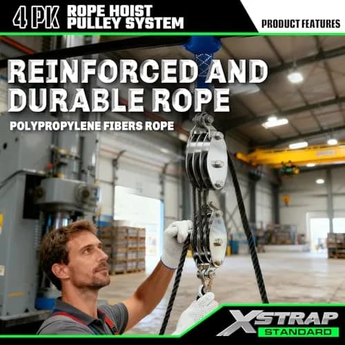 XSTRAP STANDARD Heavy-Duty Rope Hoist 50 ft (15.24 m) | 1000 lb Load Capacity, 2000 lb Breaking Strength thumbnail 3