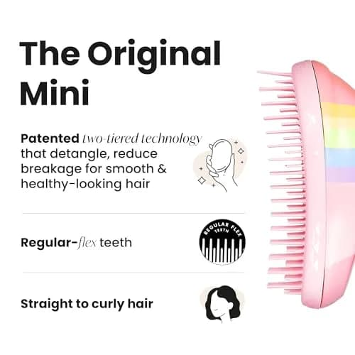 Tangle Teezer Original Detangler Mini Hair Brush for Kids, Rainbow Unicorn (10cm x 6cm x 4.5cm) thumbnail 9