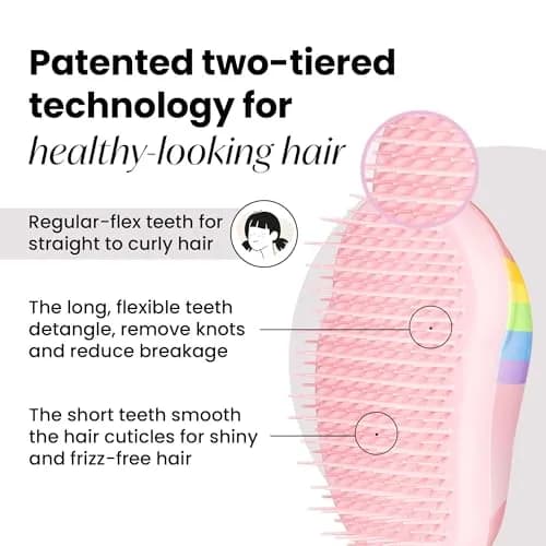 Tangle Teezer Original Detangler Mini Hair Brush for Kids, Rainbow Unicorn (10cm x 6cm x 4.5cm) thumbnail 3