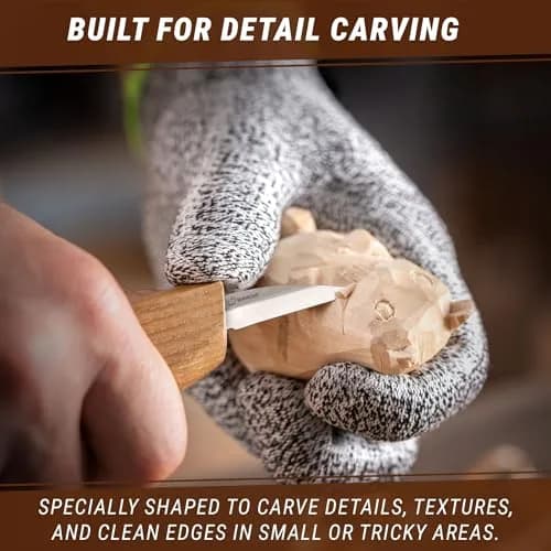 BeaverCraft Wood Carving Detail Knife C15 1.4" | Precision Whittling Tool for Beginners & Kids thumbnail 3