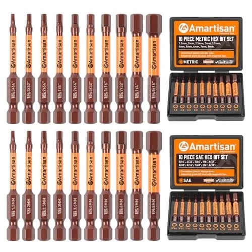 Amartisan 20-Piece Hex Bit Set | High-Quality S2 Alloy Steel, Metric & SAE, 2.3" Length, Black thumbnail 1
