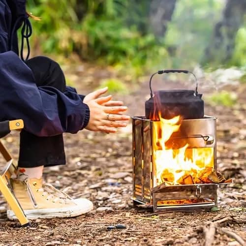 REDCAMP Wood Burning Folding Camp Stove Small with Stainless Steel Grid | Lightweight & Portable for Hiking Outdoor Tent Camping Picnic BBQ thumbnail 2