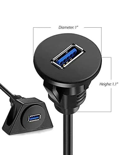 URWOOW USB 3.0 Male to Female Panel Mount Extension Cable 1.83m (6ft) | Flush Mount for Dashboards thumbnail 6