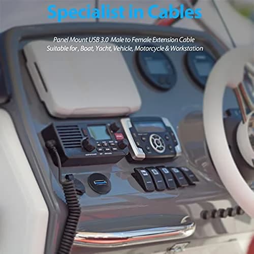 URWOOW USB 3.0 Male to Female AUX Flush Panel Mount Extension Cable 0.91 m (3 ft) | Vehicle Dashboard Mountable thumbnail 3