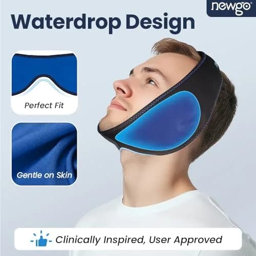 NEWGO Wisdom Teeth Ice Pack Head Wrap with 4 Gel Packs | Adjustable Black Pain Relief thumbnail 4