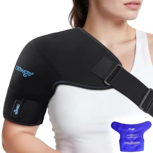 NEWGO Shoulder Ice Pack Wrap with Compression for Both Shoulders, 640g (1.4 lb) | Rotator Cuff Recovery & Post-Surgery Pain Relief thumbnail 1