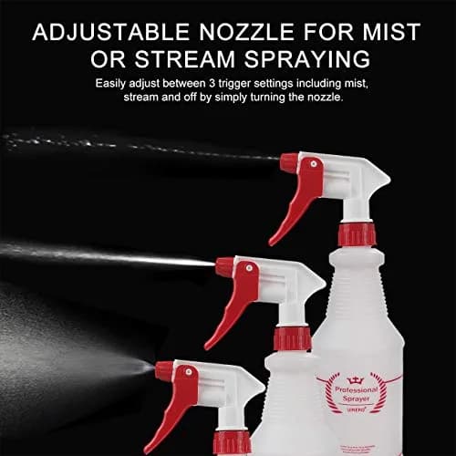 Uineko Plastic Spray Bottles 2 Pack, 32 Oz | Heavy Duty, Leak-Proof, Adjustable Nozzle thumbnail 3