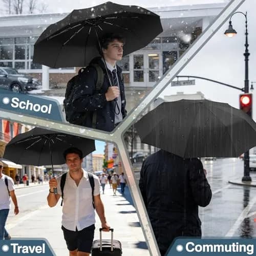 ZOMAKE Small Travel Umbrella Compact Windproof Automatic 45" | Lightweight Paraguas for Rain & Sun thumbnail 8