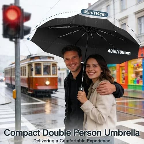 ZOMAKE Small Travel Umbrella Compact Windproof Automatic 45" | Lightweight Paraguas for Rain & Sun thumbnail 3