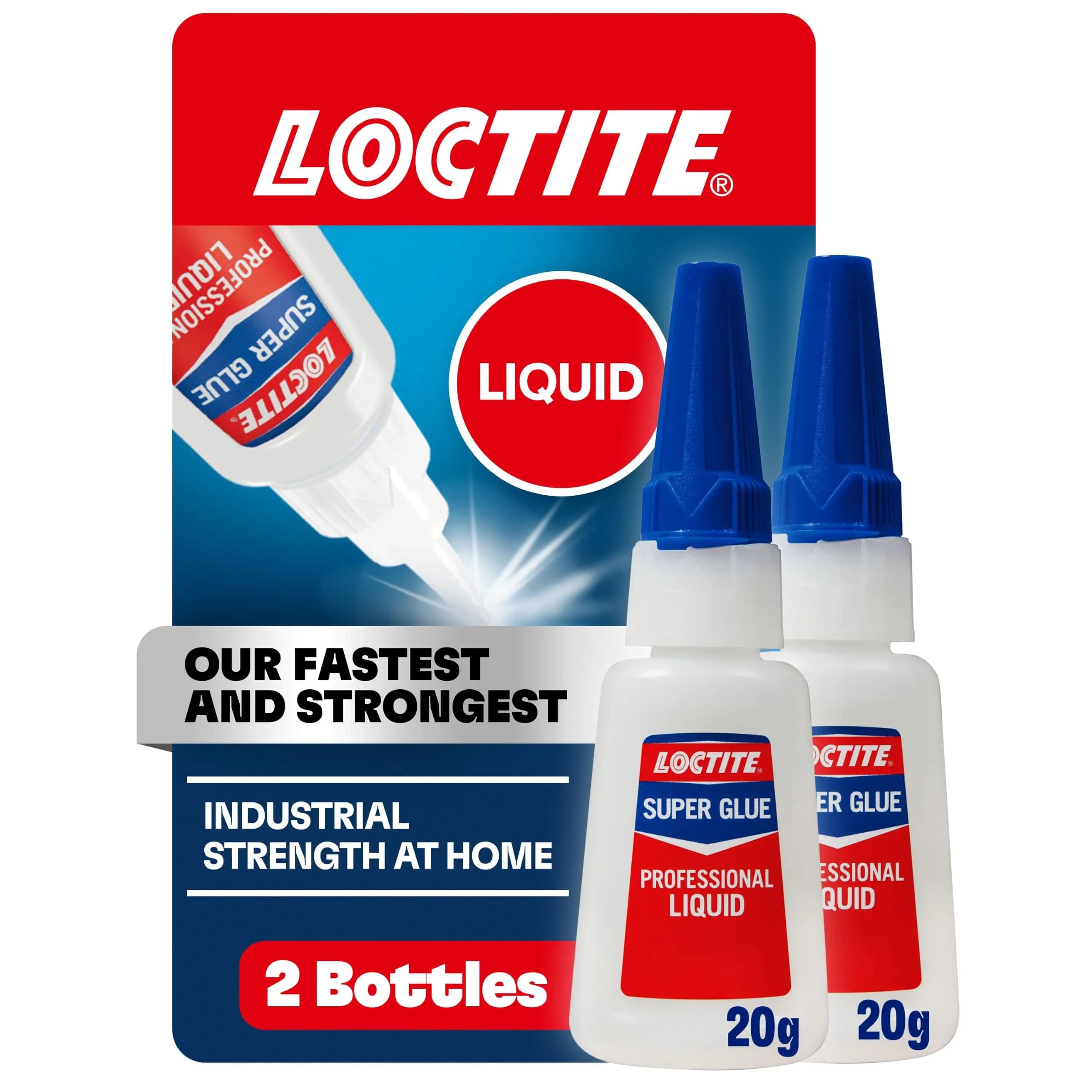 Loctite Professional Super Glue Liquid, Clear, 40ml (1.41 fl oz) Bottle, 2 Pack | Fast-Drying Cyanoacrylate Adhesive for Strong, Invisible Repairs