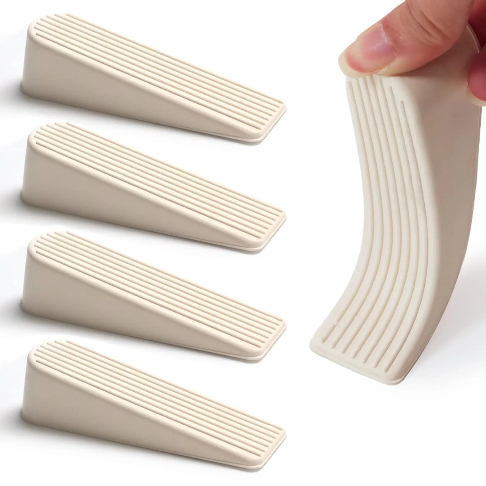Rannb White 4pcs Door Stop Wedge | Protect Floors & Doors in India - main product image