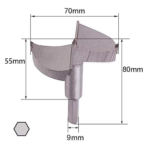 Utoolmart 70mm Forstner Drill Bit with Hex Shank | Cemented Carbide Woodworking Hole Saw Cutter thumbnail 2