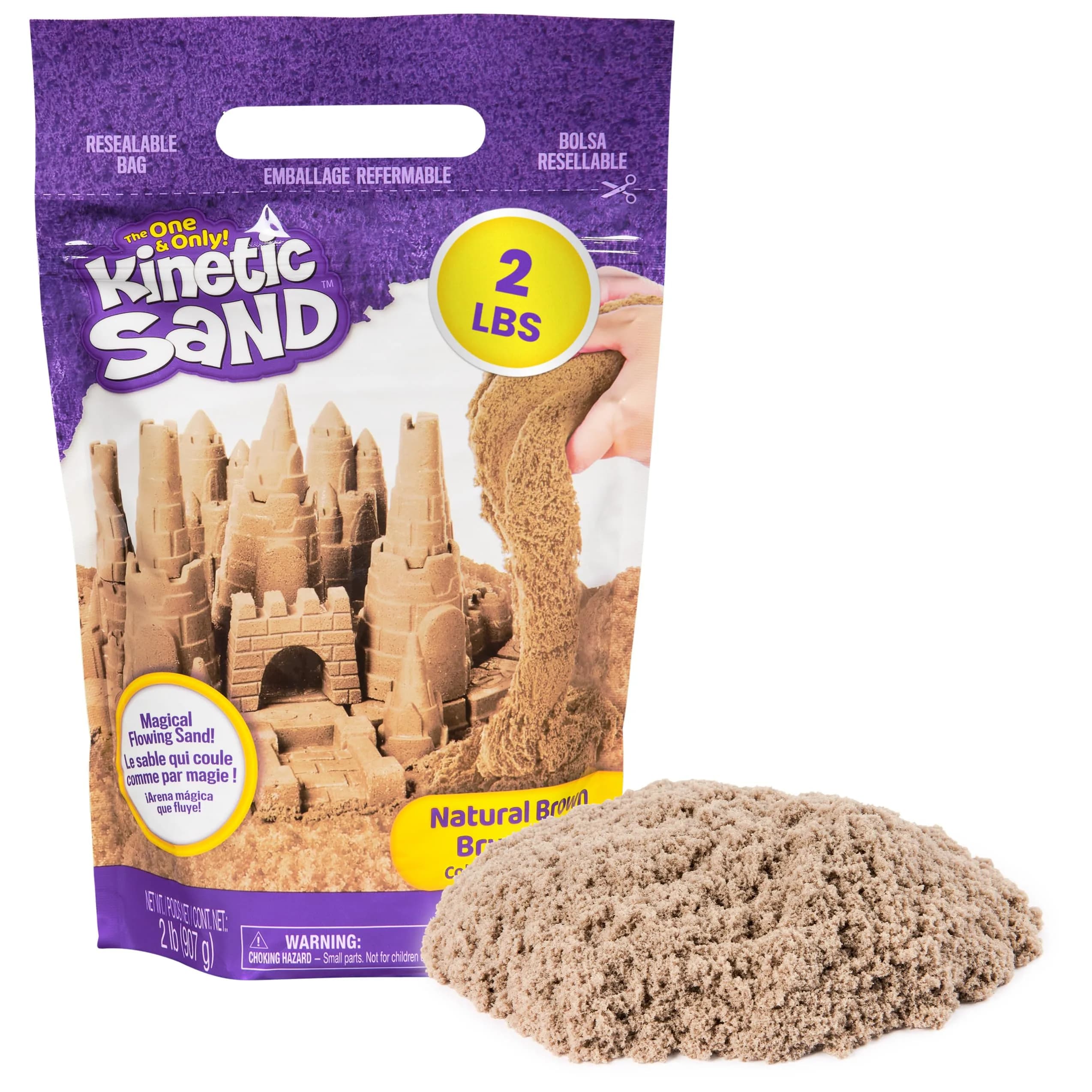 Kinetic Sand Brown 2lb (907g) | Moldable Sensory Play Sand for Kids Ages 3+ | Non-Toxic & Easy Cleanup