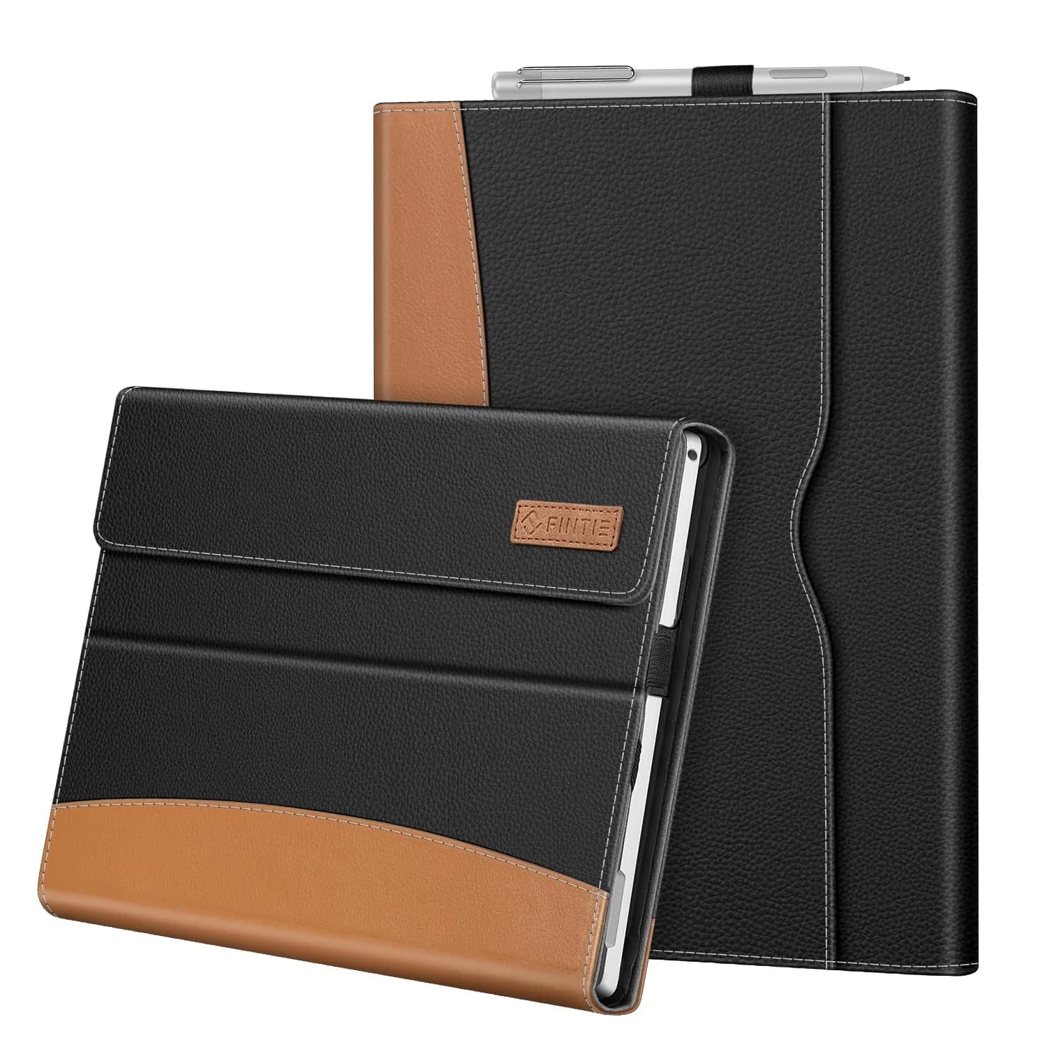 Fintie Case for 12.3 inch Microsoft Surface Pro 7 Plus, Pro 7/6/5/4/3 Rose Gold | Multi-Angle Kickstand Folio with Stylus Holder — Black