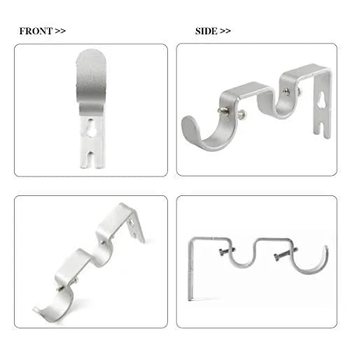 Anndason Heavy Duty Double Curtain Rod Brackets (Set of 6, Silver) 4.72'' & 2.05'' | Rust-Proof Iron Holders thumbnail 7