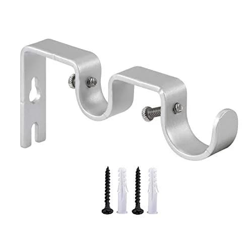 Anndason Heavy Duty Double Curtain Rod Brackets (Set of 6, Silver) 4.72'' & 2.05'' | Rust-Proof Iron Holders thumbnail 2