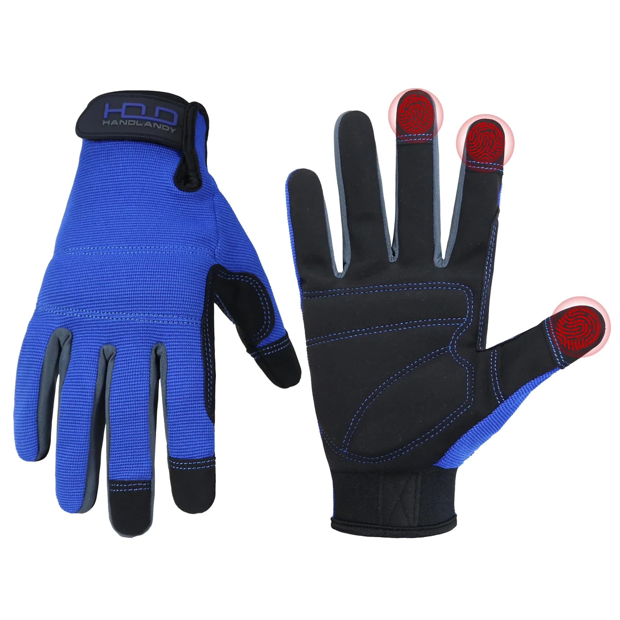 HANDLANDY Work Gloves for Men & Women, Utility Mechanic Touch Screen Gloves, Flexible Breathable Gardening Gloves (Large, 1 Pair)