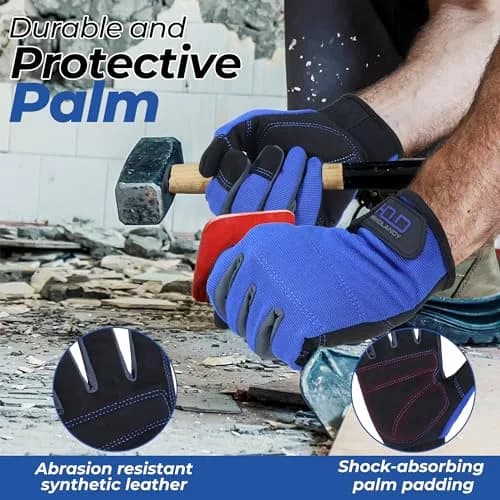 HANDLANDY Work Gloves for Men & Women, Utility Mechanic Touch Screen Gloves, Flexible Breathable Gardening Gloves (Large, 1 Pair) thumbnail 2