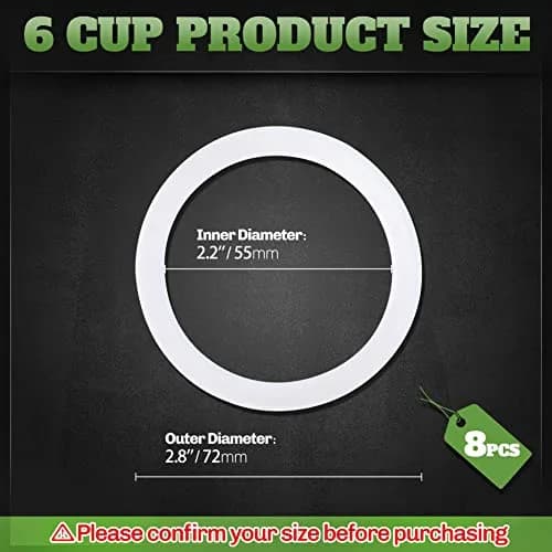 LitOrange 8 Pcs 6 Cups Replacement Food Grade Silicone Gasket | For Bialetti Moka Pots thumbnail 2